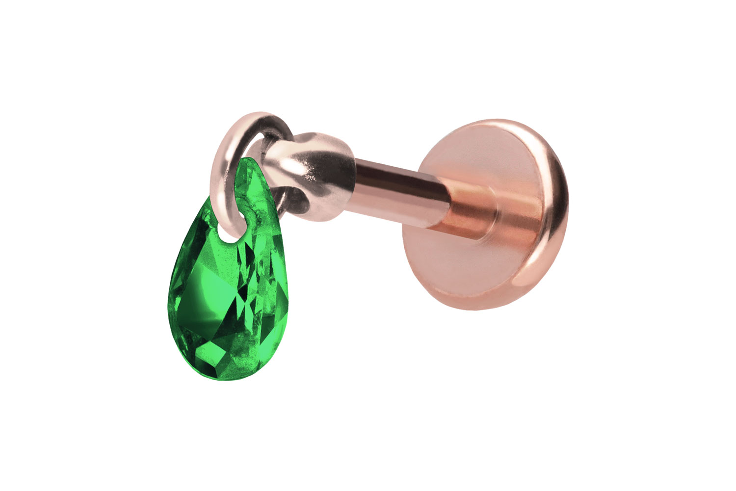 Titan Labret Piercing mit Push Fit KRISTALLTROPFEN